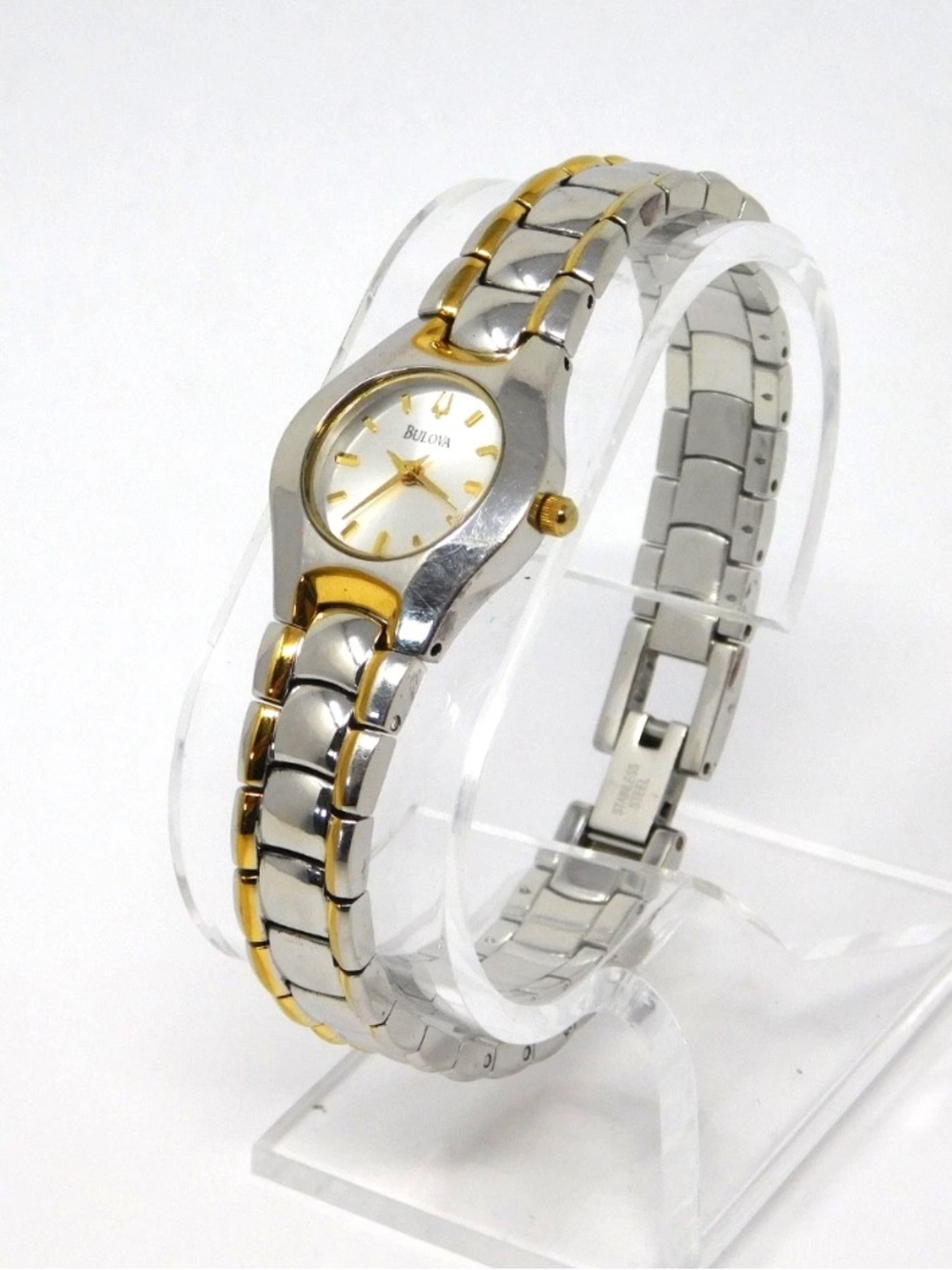 Bulova Women’s Watch 98T84 Two Tone White Dial 22mm Stainless Steel Classic 6"